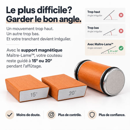 Aiguiseur de couteaux à rouleau magnétique – 15° et 20° | Maître-Lame