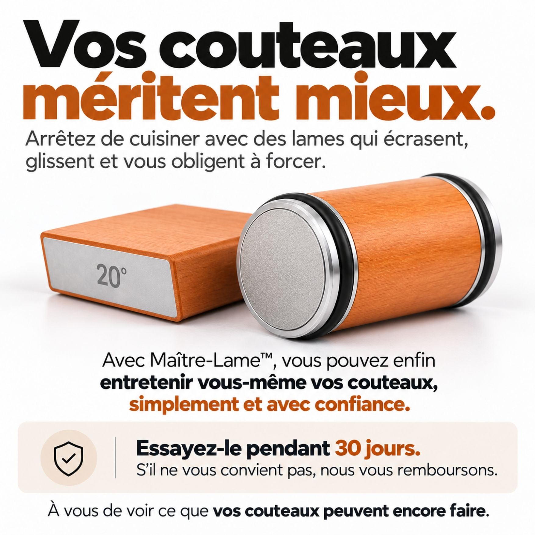 Aiguiseur de couteaux à rouleau magnétique – 15° et 20° | Maître-Lame